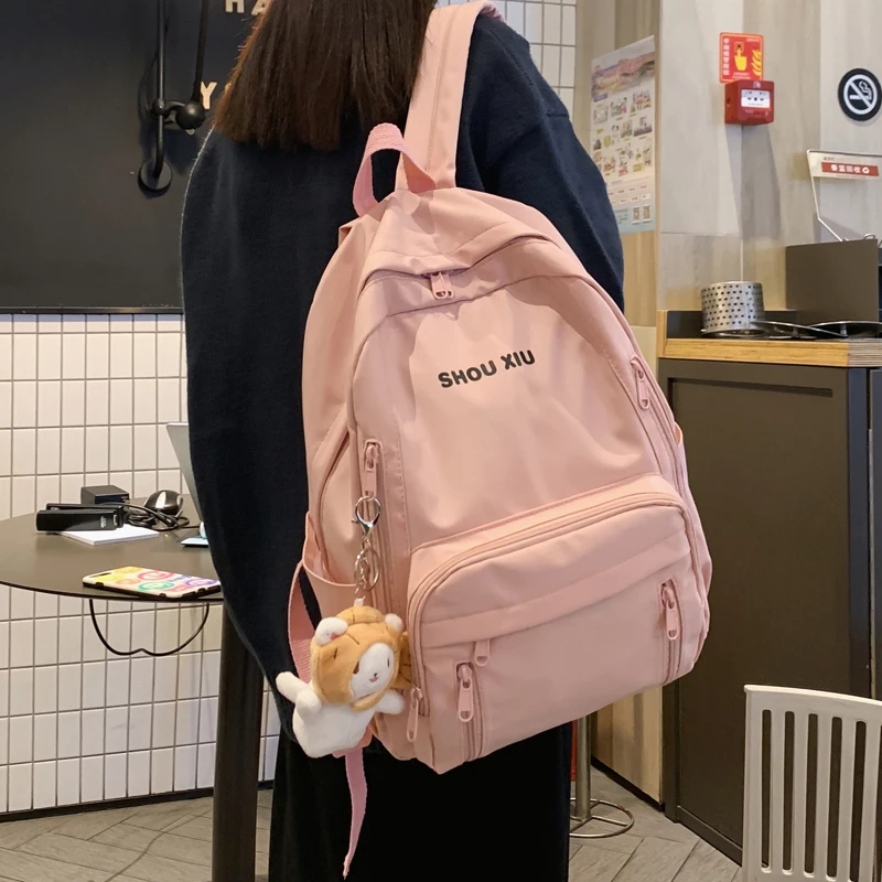

Simple Ins Backpack Women Korean Harajuku School Backpacks for Teens Letter Printed Large Capacity Laptop Travel Bags Ladies New