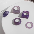 Массивное кольцо с прозрачной акриловой смолой женское, стильное Ювелирное Украшение фиолетового цвета с геометрическим дизайном, круглой и квадратной формы, 2021