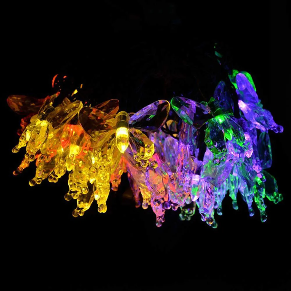 Светодиодная гирлянда с бабочками 20 светодиодов уличное освещение цветная