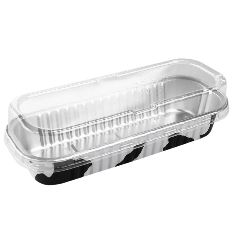 

100Pcs Disposable Aluminum Foil Baking Cup Baking Cake Box 200Ml Rectangular Small Tin Cup Cheese Dessert Bread Packaging Cup Wi