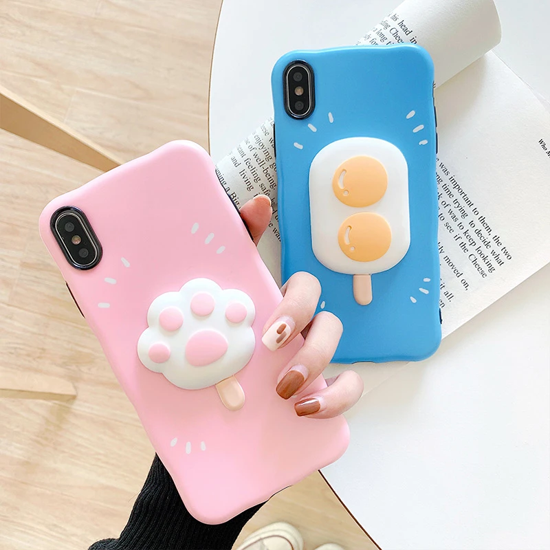 3D Милые Кошачьи Когти Чехол для телефона для iphone SE 2020 11Pro MAX XS XR X 6 6s 7 8Plus Картонный Мягкий Силиконовый Ковер с Рисунком Мороженого.