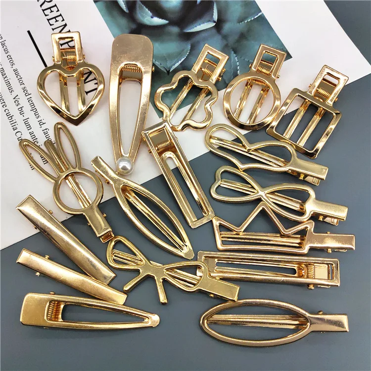 

10pc/set Cute Metal Hairpin for Girls DIY Hair Accessories Wholesale Gold Hair Clip Multi Shaped Snap Clips Claw Clip Bobby Pins