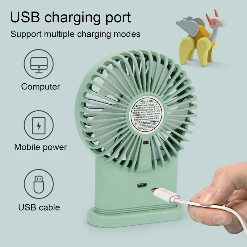 Миниатюрный ручной вентилятор с USB-зарядкой персональный 3 скоростями