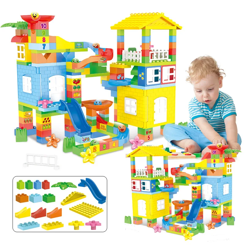

175pcs Slide Duploe Amusement Park Big Size Diy Building Blocks Compatible Duploed Friends Bricks Kids Toys for Children