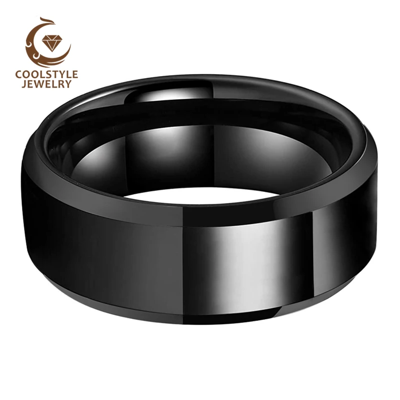 8 мм Вольфрам обручальное кольцо из карбида черного Обручение конического