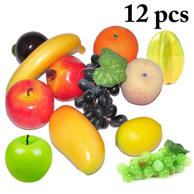 Lote de 12 piezas de decoraci&oacute;n Artificial, Mini frutas de imitaci&oacute;n, manzana, naranja, lim&oacute;n, modelo artesanal-0