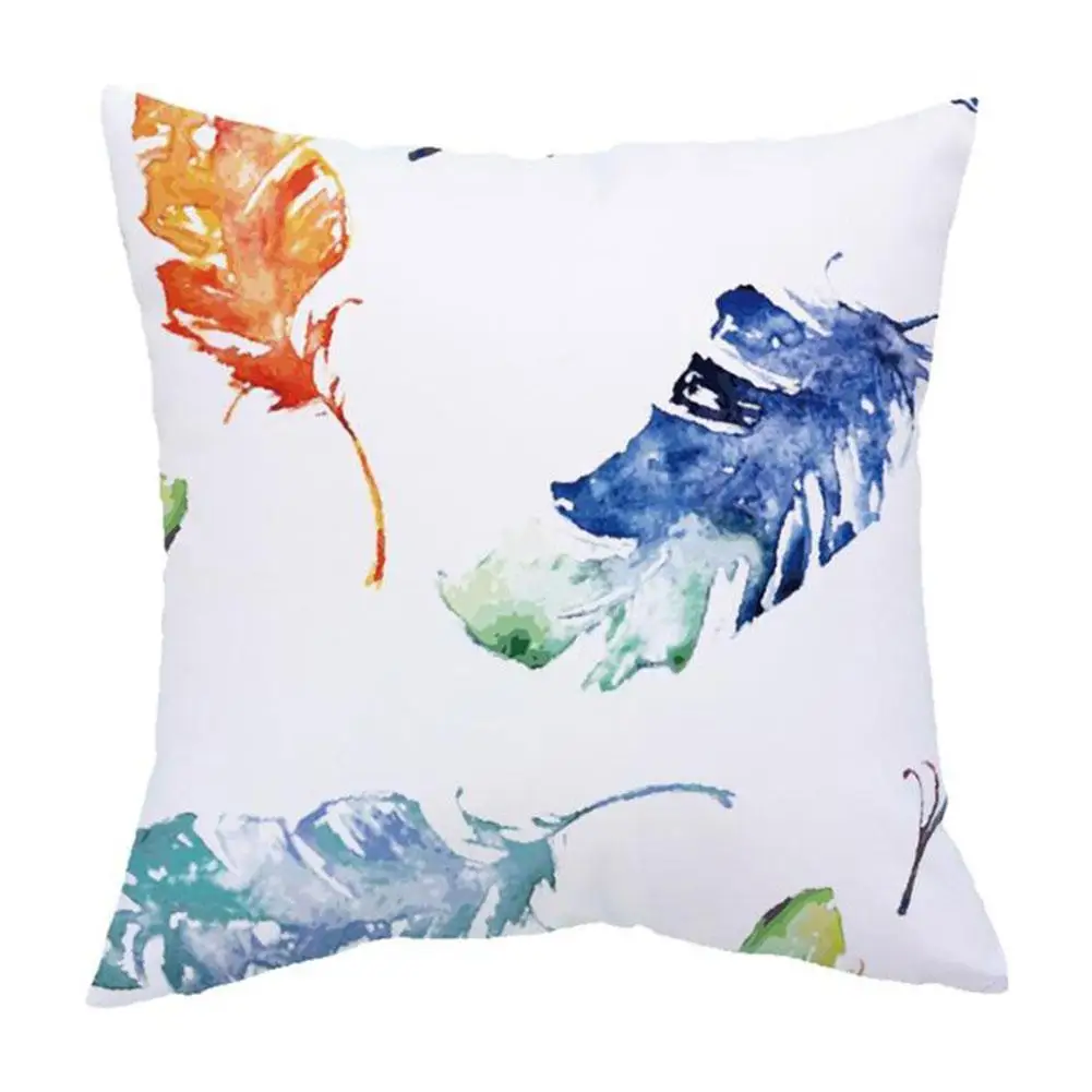 

Simple Gradient Color Oil Painting Watercolor Leaf Pillowcase Peach Skin Pillowcase Home Decorative Pillow Cover Sofa Cushion