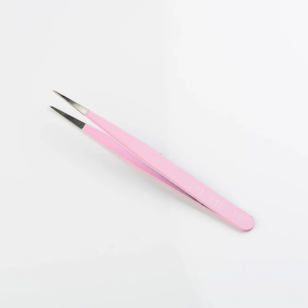 

Hot Sale 1Pcs Cute Pink Straight/Bend Tweezer High Quality Stainless Steel Eyelash Curler For Stylish Women Girls Makeup Tools