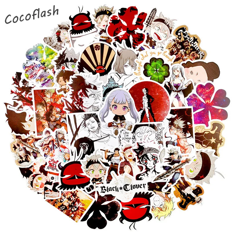 10/50Pcs/set Black Clover Cartoon Anime PVC Waterproof Stickers For Motorcycle Snowboard Luggage Scrapbook Laptop Skateboard