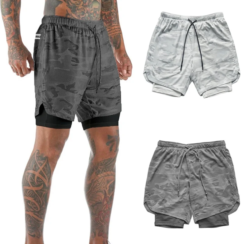 Новое поступление летние двухслойные Мужские дышащие быстросохнущие шорты для