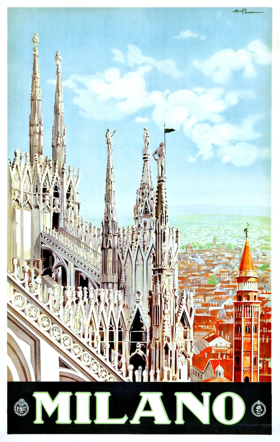 Оранжевый Ретро путешествия плакаты Италия Milano Firenze холст живопись старинный крафт детский плакат классические настенные художественные наклейки для детской - Цвет: Оранжевый