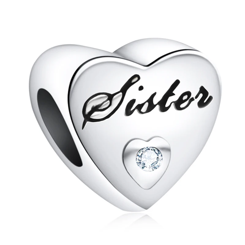 sister Nan Sister Grand Daughter Лучший Друг Микки Сердце Бусины Подходит Pandora браслет и браслет DIY для женщин Изготовление ювелирных изделий - Цвет: sister