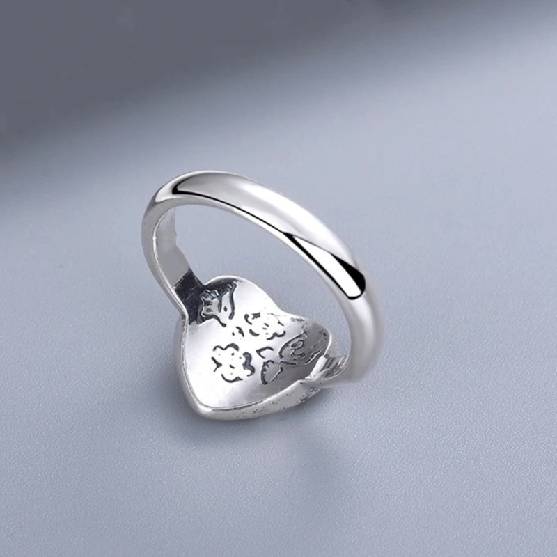 

1: 1S925 sterling silver ring, classic retro letter matching pattern heart-shaped ring, exquisite craftsmanship, gift for ladies