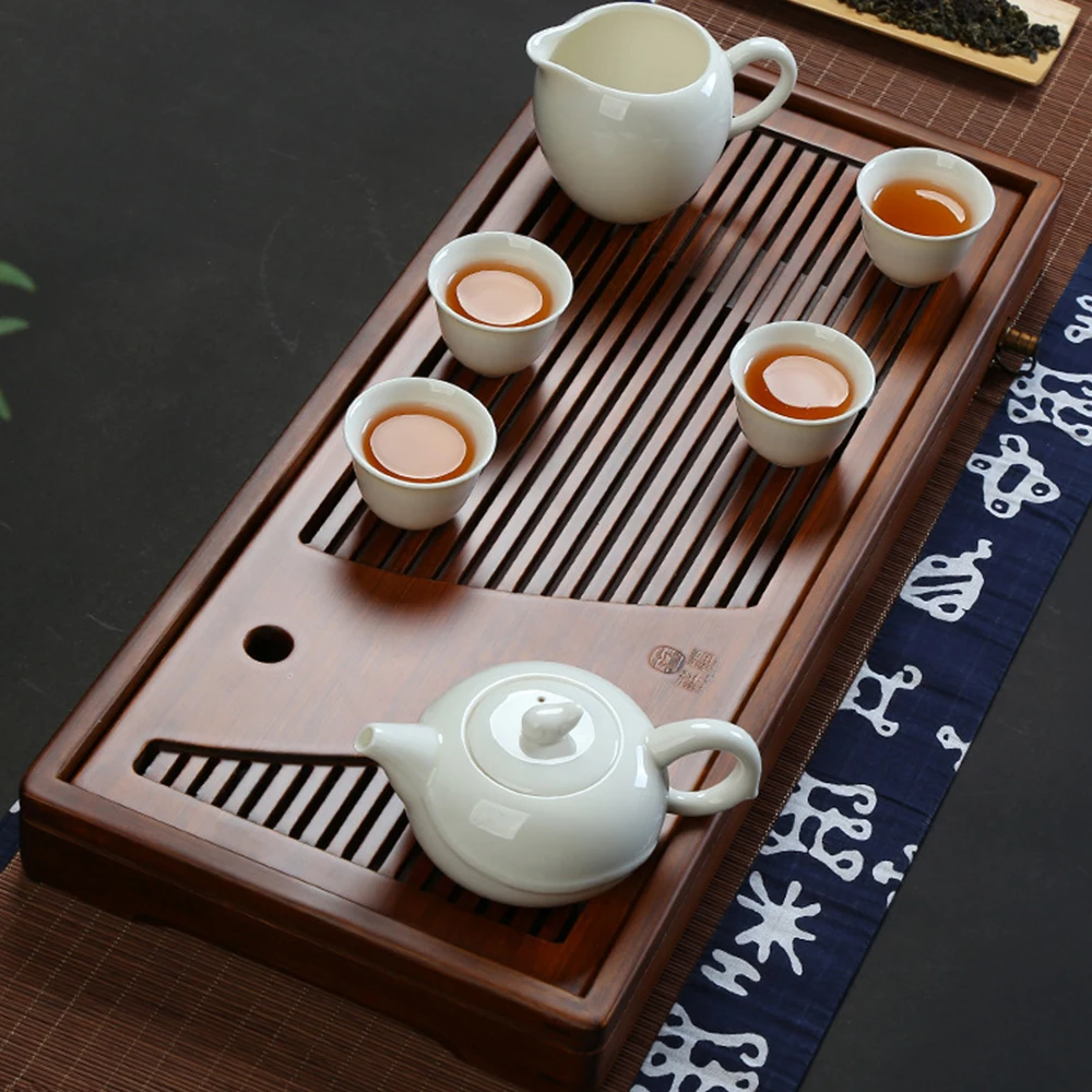 

Chinese Bamboo Tea Tray Drainage Water Storage Kung Fu Tea Set Drawer Household Tea Board Chinese Tea Storage Tray