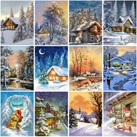 diy 5d diamond painting winter scenery kit full square drill embroidery snow mosaic art picture of rhinestones home decor gift