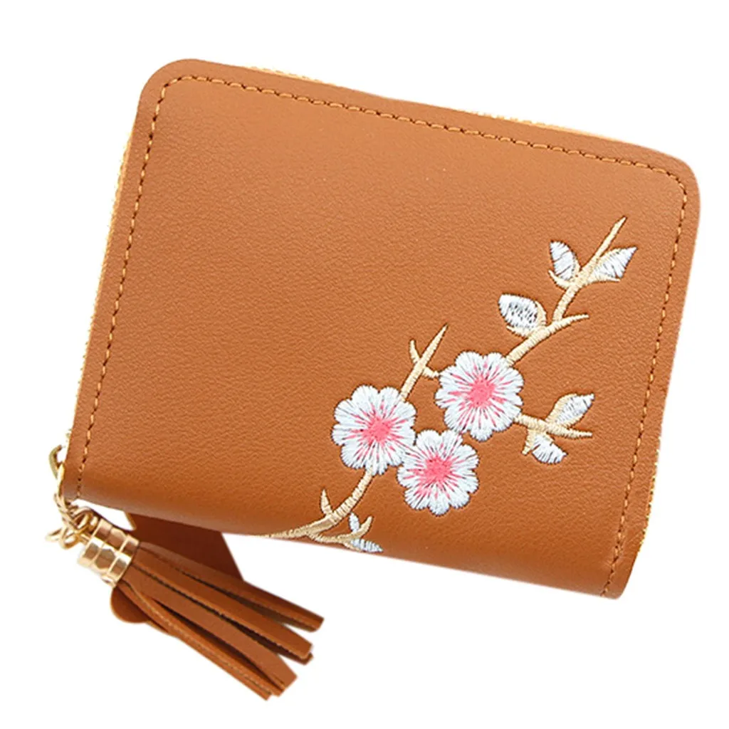 Женские сумки уличная мода тренд однотонный цветок бахрома кожа кошелек для карт
