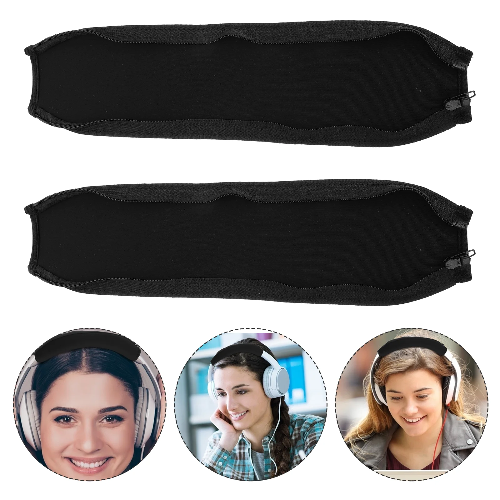 

2Pcs Creative Headphone Headband Protectors Durable Earphone Headbands (Black)