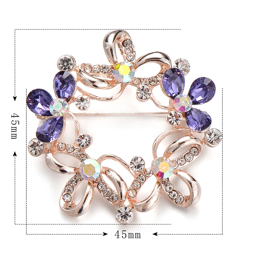 IYOE винтажные многоцветные Хрустальный цветок Броши шарф булавки Женская модная