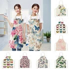 1 шт. фартуки из хлопка и льна с принтом бабочки для женщин нагрудник на талию для домашней кухни для готовки выпечки инструменты для уборки фартук для готовки