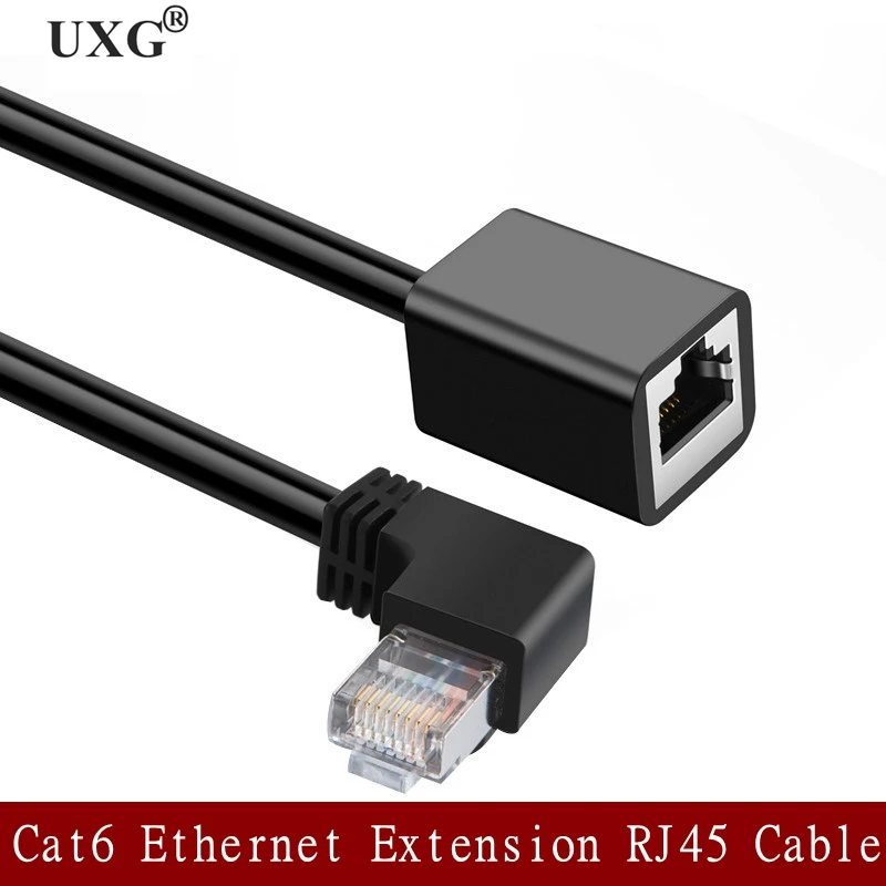 Удлинительный кабель Cat6 Ethernet Rj45 сетевой Lan штекер-гнездо RJ45 90 градусов в наклоне