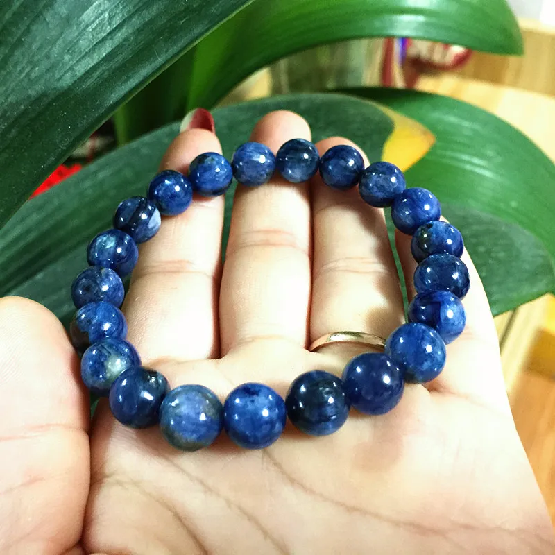 Лидер продаж натуральные бусины кианита женские браслеты 8 мм круглый синий