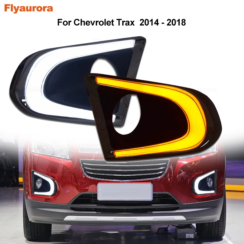 

Дневные ходовые огни, 2 шт. светодиодный ходовые огни, противотуманные фары, бампер, ABS, 12 В, автомобильные DRL лампы для Chevrolet Trax 2014, 2015, 2016, 2017, 2018