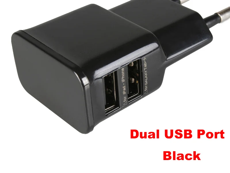 Двойной USB зарядное устройство 5 В 2.4A Быстрая зарядка настенное зарядное устройство адаптер ЕС вилка Мобильный телефон для Iphone Ipad Mini samsung Xiaomi huawei - Тип штекера: 2A Dual Black