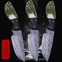 damascus outdoor straight knife hand forged jungle hunting knife duck tip sharp defensive tactical knife collection gift knife
