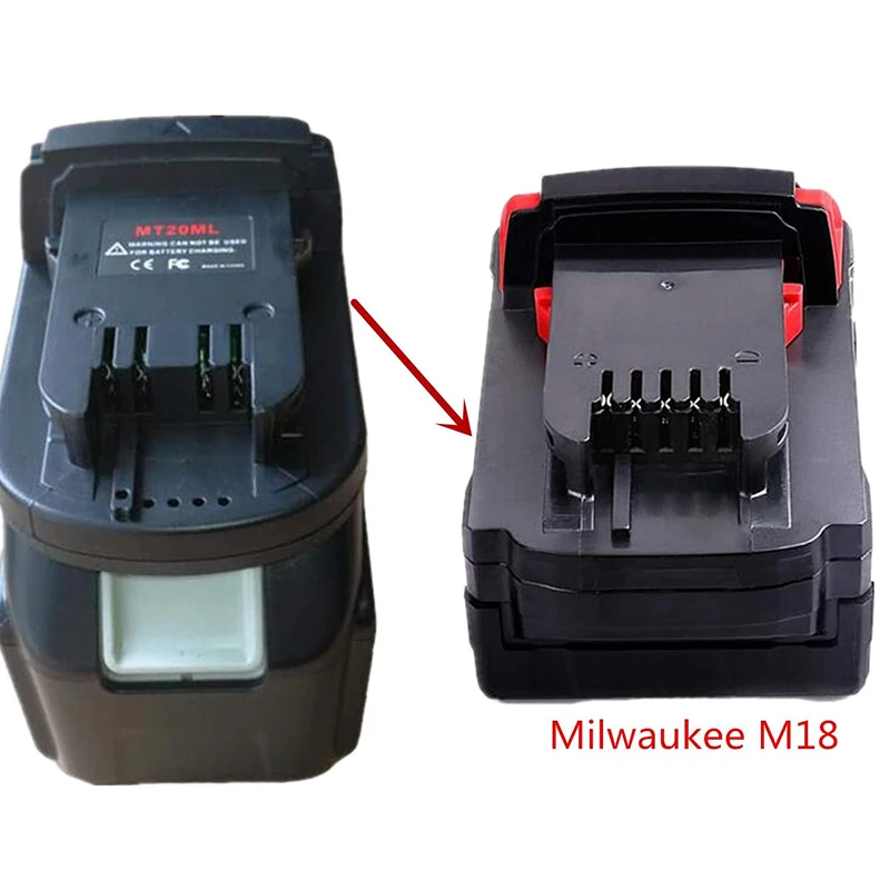 Адаптер преобразователь MT20ML для литий ионной батареи Makita 18 в BL1830 BL1860 BL1815 Milwaukee M18 с