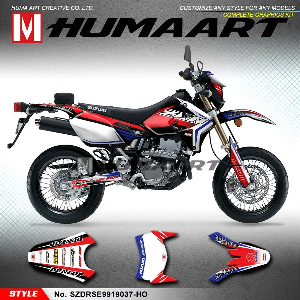 

HUMAART Custom Graphics Vinyl Decals Self Adhesives Dirt Bike Sticker Kit for DRZ400E , Blue Red