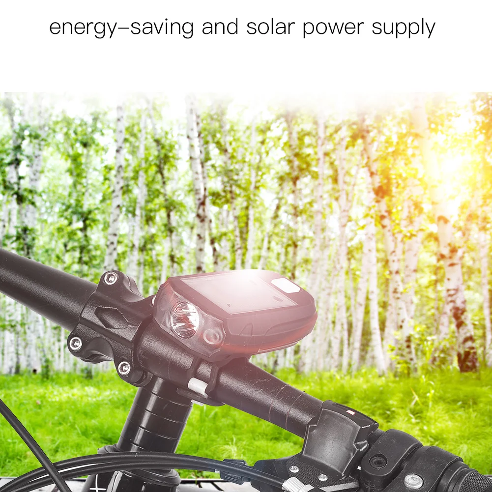 

New Universal Mountain Bicycle Solar Powered USB Charging Headlight Bike Waterproof Safer Strong Light Black