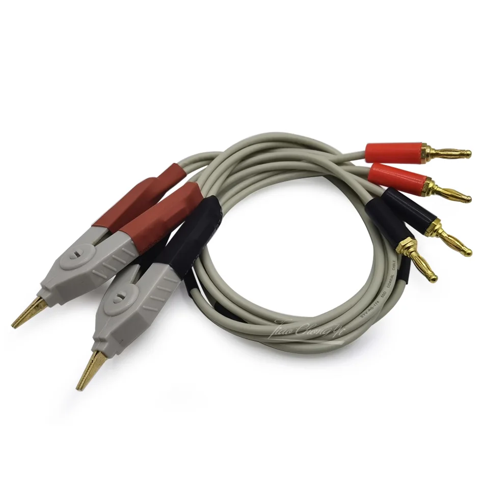 

4 Wire Kelvin Probe Silicone Banana Connector Test Lead Clip Cable for LCR Meter 1 pair
