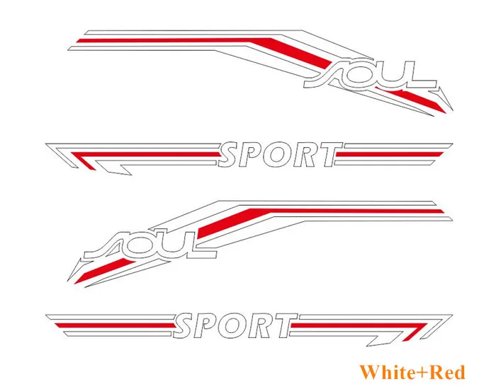 white-red Наклейки для автомобиля s Sport Stripes Стайлинг Авто обе стороны двери Декор наклейки виниловые аксессуары для тела наклейка для KIA Soul - Название цвета: white-red