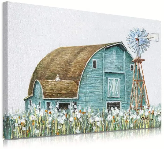 Деревенский старинный сарай холст картина маслом настенное искусство