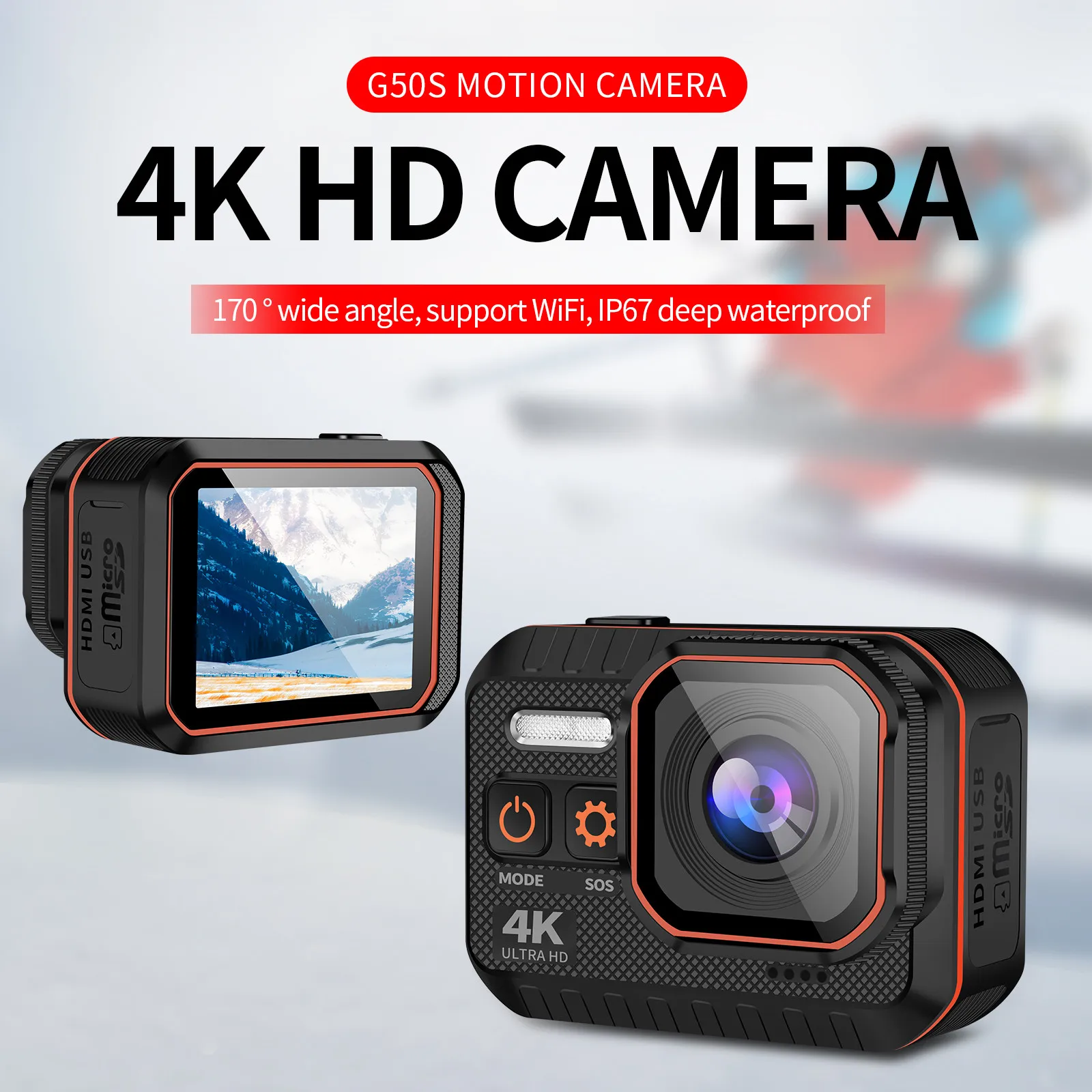 

New Ultra HD 4K Sports Camera 1080P 60 Fps Waterproof Helmet Go Sport Pro Hero 5 Cam Remote Control 2 Inch Screen Sports Camera