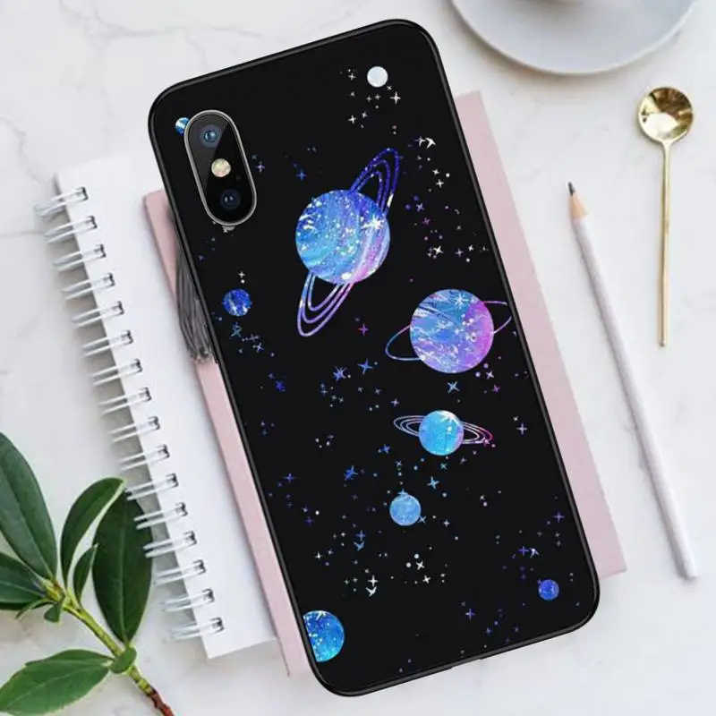 

Outer Space Planet Stars Moon Spaceship Phone Case for iPhone 11 12 pro XS MAX 8 7 6 6S Plus X 5S SE 2020 XR Luxury brand shell