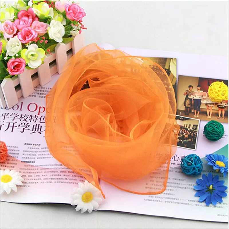 

Candy Color Square Scarf Girls Performance Small Scarves Solid Imitation Silk Head Scarf Children Dance Neck Scarf Bandana