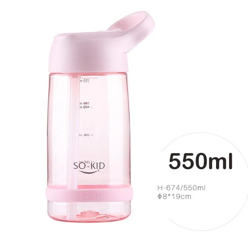 550ml S Pink 550 мл, пластиковая чашка для кормления детей, BPA, детская бутылка с соломинкой, поилка, герметичный стакан, портативная, обучающая Питьевая чашка - Цвет: 550ml S Pink