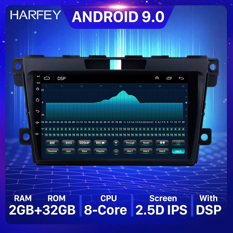 

Harfey Android 10,0 API 29 2 Din радио для 2007-2014 MAZDA CX-7 автомобильный мультимедийный плеер 9 дюймов GPS Bluetooth с SD 1080P видео