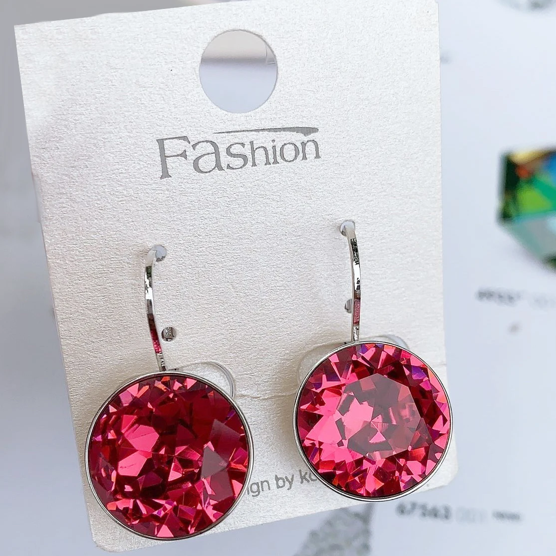 Женские круглые серьги гвоздики Bella из австрийского хрусталя роскошные