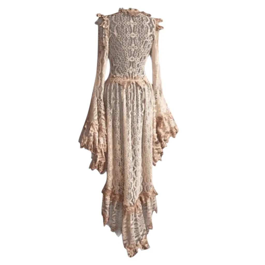 5XL плюс Размер модное женское средневековое винтажное платье осень зима рукава