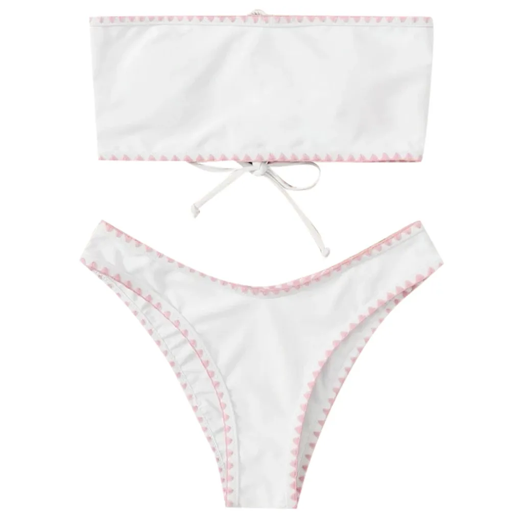 Low Waist Bikini 2020 Sexy Swimwear Women Swimsuit High Leg Bandeau Bikinis Set Swimming for Bathing Suit Biquini | Женская одежда