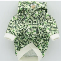 animal clothes green pet dog dollars printing hoodies puppy clothing for small medium dogs outfit b1105
