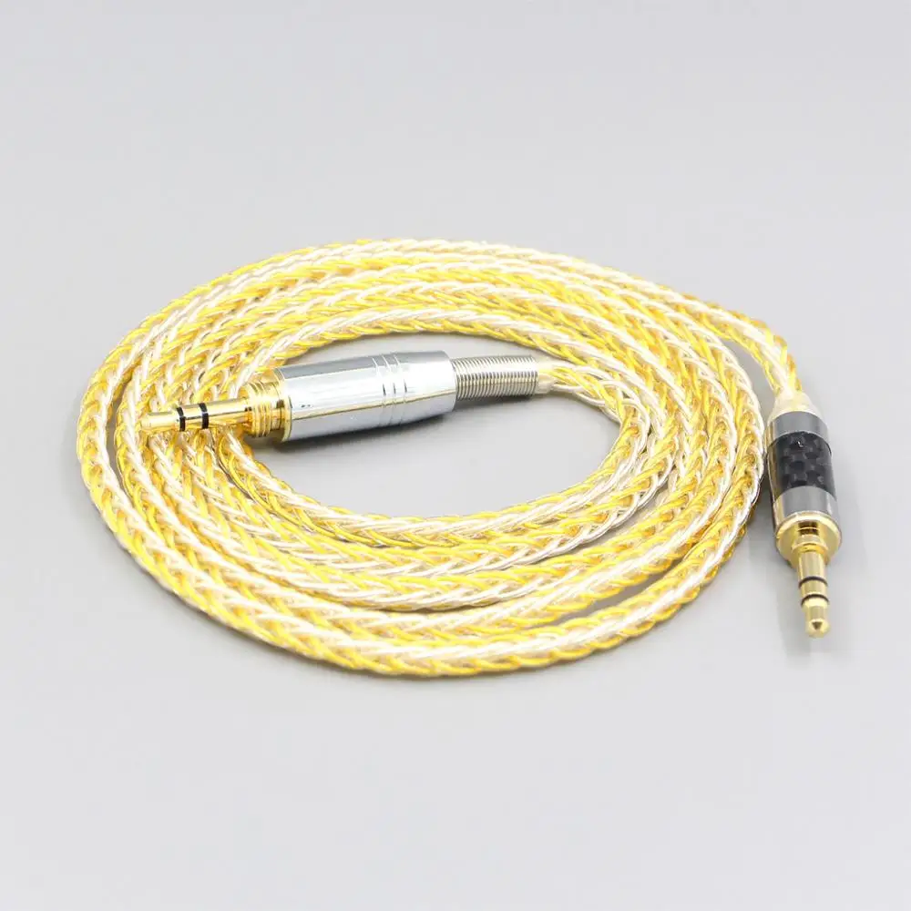 

LN007278 8 Core Silver Gold Plated Braided Earphone Cable For Audio-Technica ATH-pro500mk2 PRO700MK2 PRO5V M50 M50RD