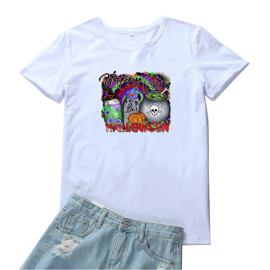 

Happy Halloween Tshirt Women Funny Harajuku Printing Pattern Women T-shirts Fashion Short Sleeves Women T Shirts Pokemon Clothes