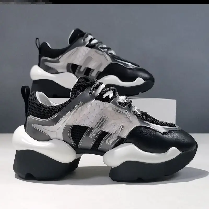 2021 dad shoes women's European station autumn new breathable net red cake thick soled shoes leisure sports leisure running