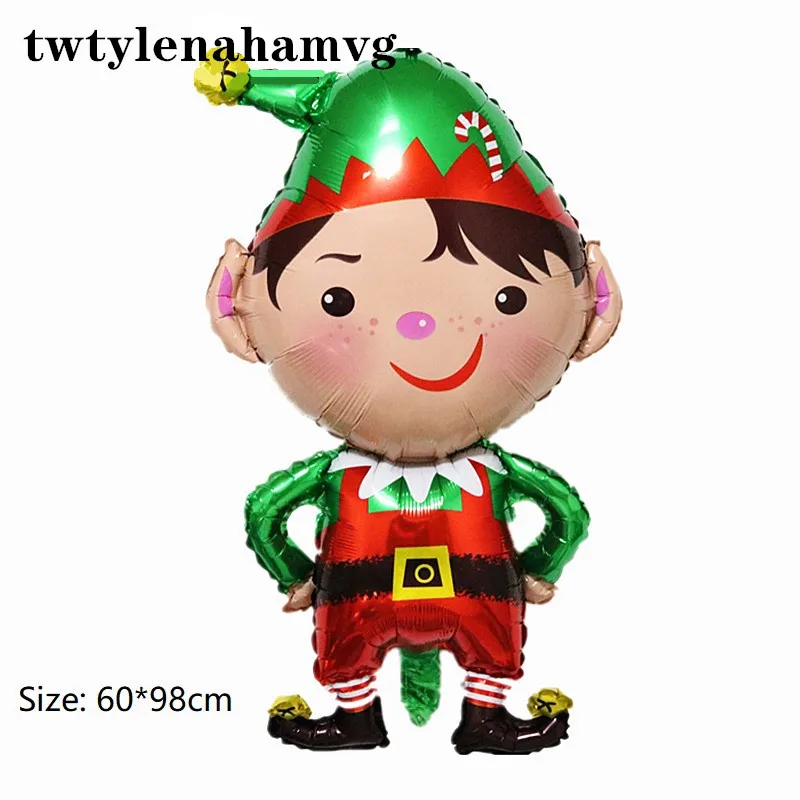

Christmas New Year Green Red Foil Air Balloon Yellow Bells Snowman Santa Tree Decoration Party Supplies Ball