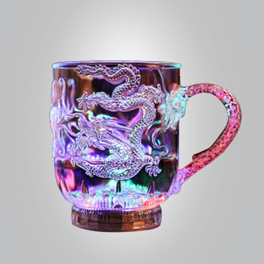 

LED Dragon Inductive Rainbow Color Cup Mug Color Changing Sensitive Drinking Cup For Water Milk Tea Drinks Dragon Pattern