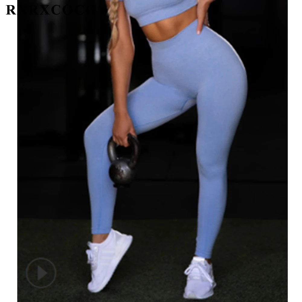 

RXRXCOCO Seamless Leggings Bubble Butt Push Up Slim High Waist Female Fitness Running Gym Pants Elastic Sport Leggings Women