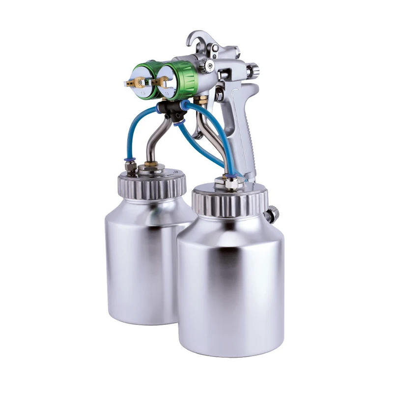 

Double-headed Pneumatic Sprayer PT-29B Dual Head Air Pneumatic Pressure Sprayer Spray Gun with Pot 8-12cfm 1000ml 4.0MPa LK
